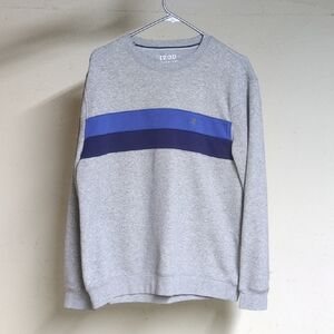 Izod Gray Crewneck Sweater with Blue Accents